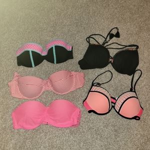 Lot of 34C bikini tops. 2 VS push up, 1 Aerie and 2 Shade and ahore brand.